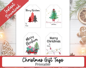 Christmas Gift Tags, Printable Holiday Gift Tags, Merry Christmas Tags, Christmas Present Hang Tags