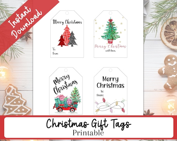 Christmas Gift Tags, Printable Holiday Gift Tags, Merry Christmas Tags, Christmas  Present Hang Tags 