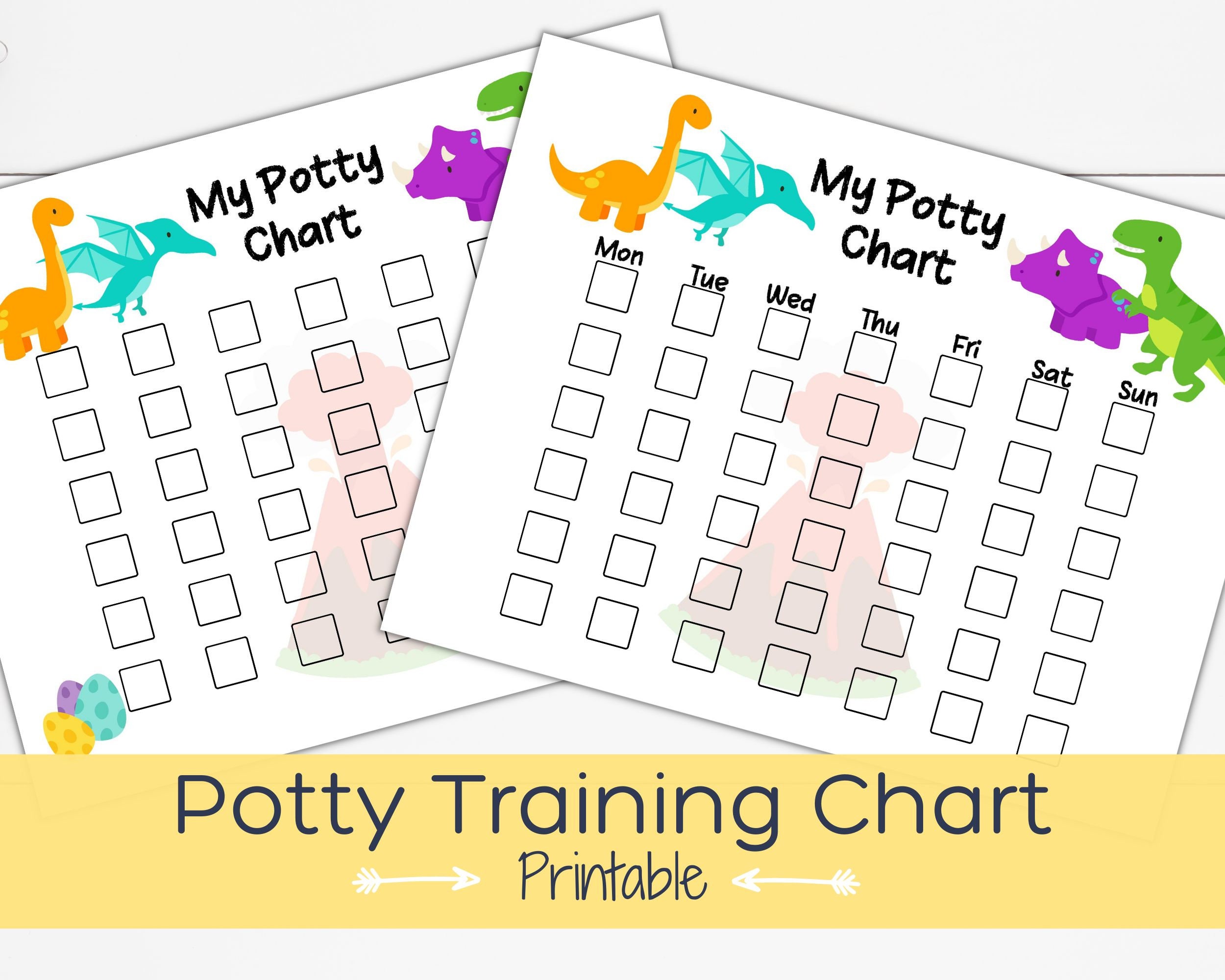 Potty Training Chart, Dinosaur Potty Training Chart Boys, Kids Reward ...