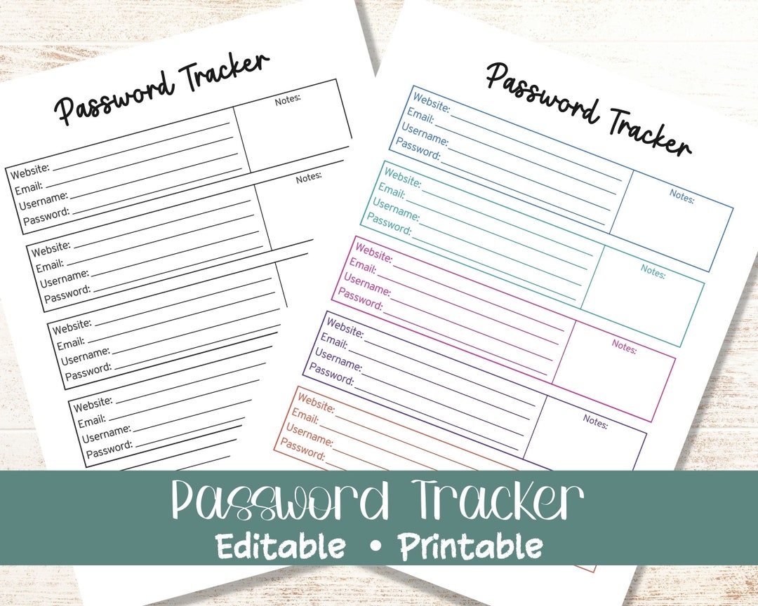 Password Tracker, Password Book Log Printable, Password Organizer for ...
