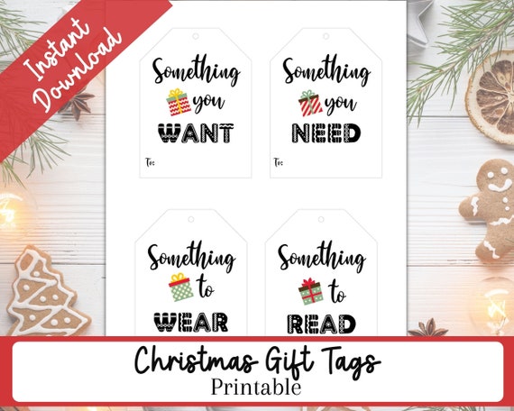 Four Gift Rule Christmas Gift Tags, Holiday Gift Labels, Printable Xmas Gift  Tags for Presents, Merry Christmas Gift Tags for Kids (Download Now) 