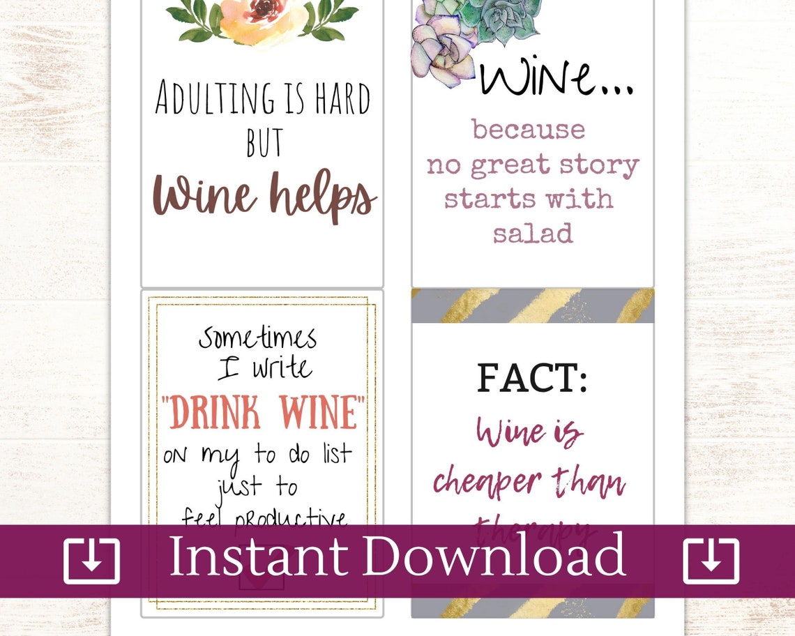 Funny Wine Label Printable Fun Wine Bottle Gift Idea Gift Box, Bag, or