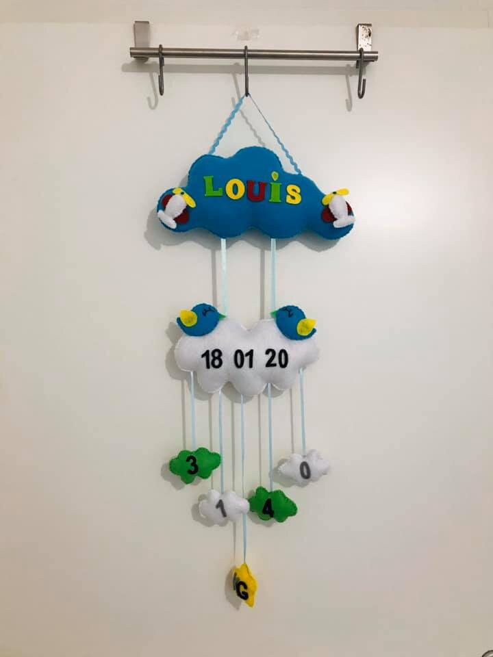 Mobile Murale Feutrine Nuage Double et Étoile