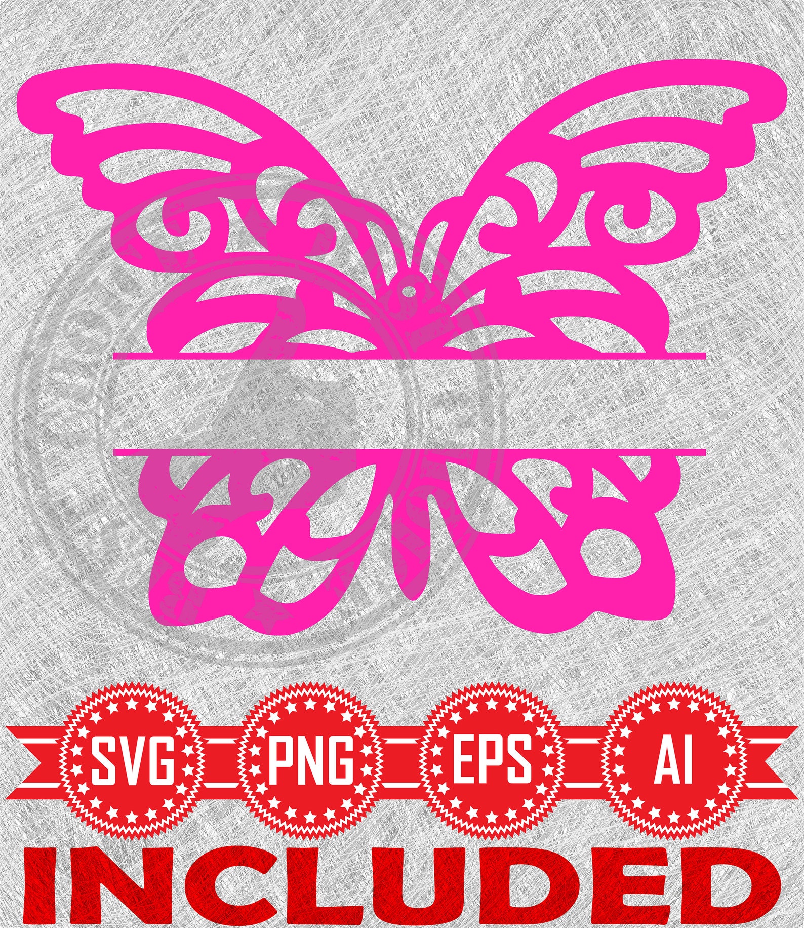 Butterfly split monogram svg cut file butterfly monogram | Etsy