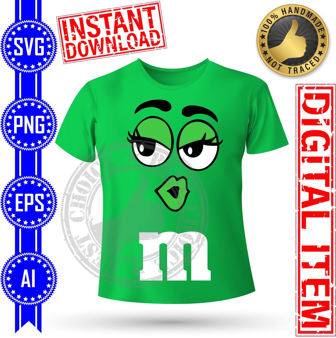 M and M Green Face Svg M and M Green Face Cut File Letter M - Etsy