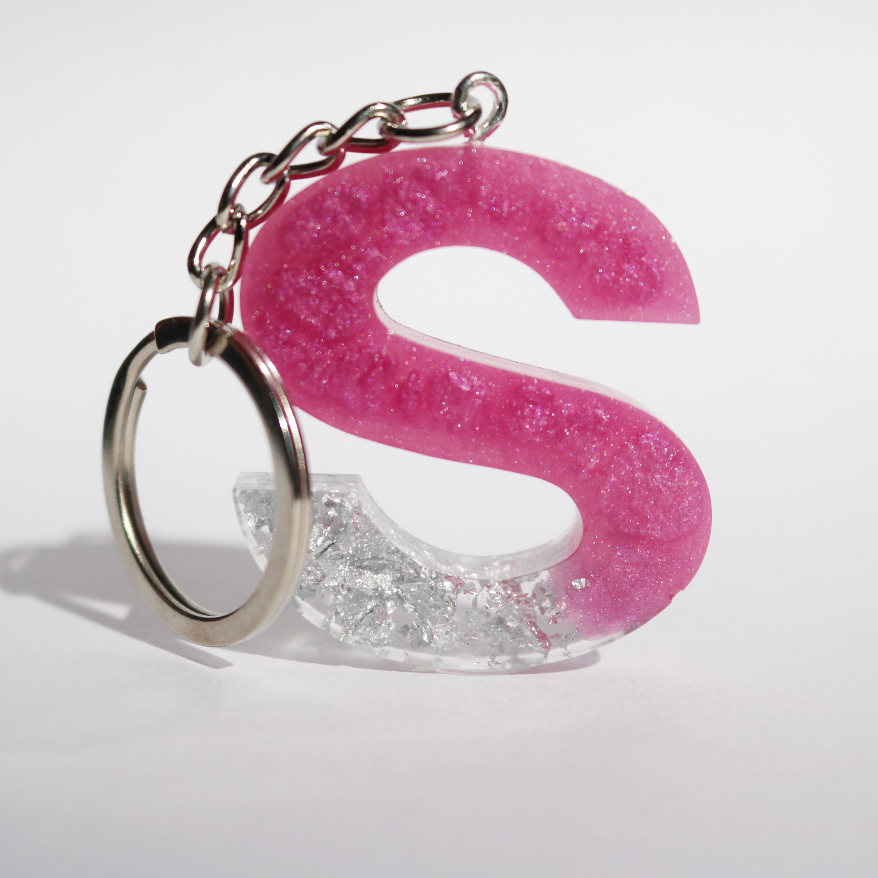 Personalised Keychain Alphabet keychain Resin Keychain Etsy