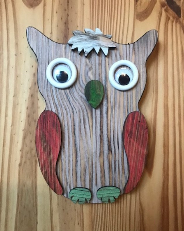 Figurine Décorative Murale C'est Chouette. Bois Recyclé.