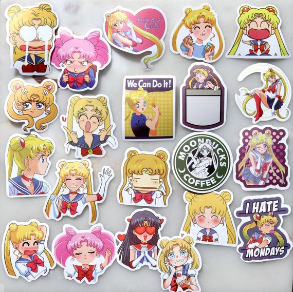 Sailor Moon Sticker Pack 10 Random Stickers Water Bottle Etsy