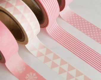Washi tape sample set/Pink pattern 4 pack/50cm each pattern/decorative/planner/bujo/scrapbooking