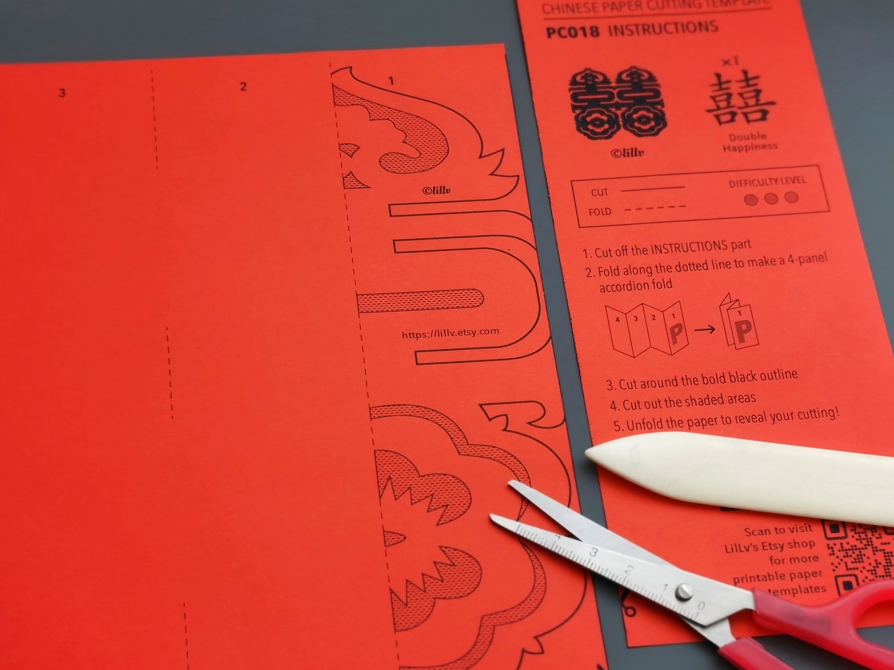 Double Happiness/chinese Paper Cutting/digital/printable Template/pdf