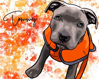 Digital Personalised Pet Portrait Cartoon