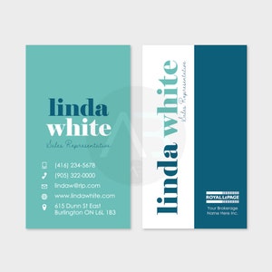 Real Estate Business Card Design, RECO Compliant Realtor Business Card, Agent Business Card, "Linda" Business Card PDF