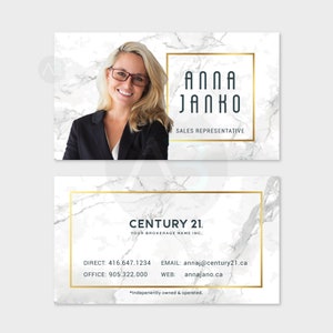 Real Estate Business Card Design, RECO Compliant Realtor Business Card, Agent Business Card, "Anna" Modern Photo Business Card PDF
