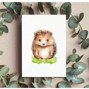 10 Personalized Notecards - 10 designs/ Watercolor Hedgehogs - card & envelopes