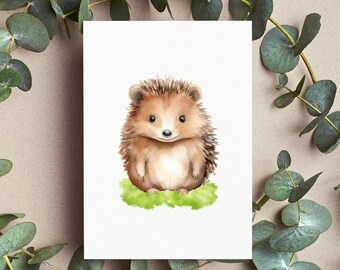 10 Personalized Notecards - 10 designs/ Watercolor Hedgehogs - card & envelopes