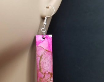 Abstract earrings / pink and gold earrings / dangle earrings