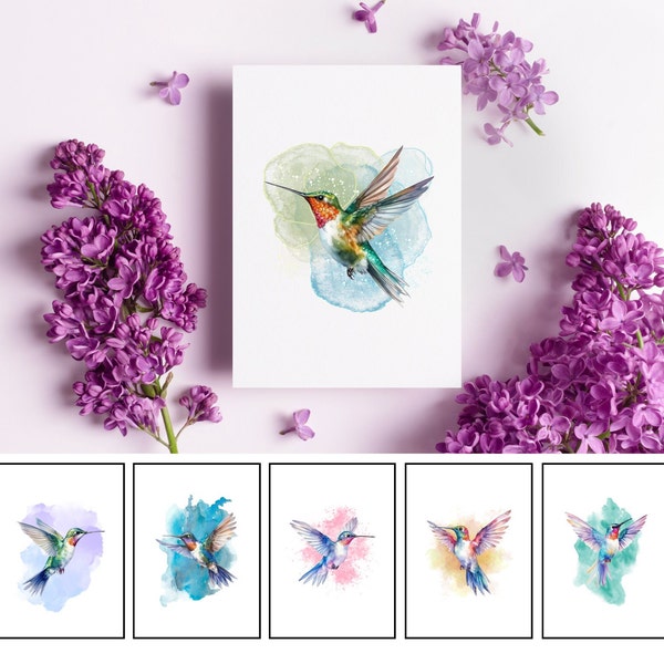 6 designs hummingbirds cards notecards - card and envelopes