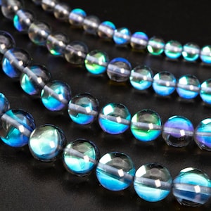 Mystic Aura Quartz, Black 6/8mm Smooth Round Loose Beads - Details in Description