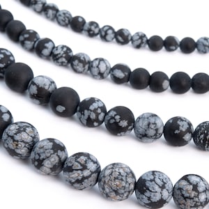 Snowflake Obsidian, Natural Gemstone 4/6/8mm Frosted Round Loose Beads - Details in Description