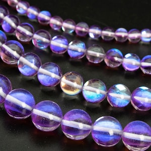 Mystic Aura Quartz, Violet 6/8/10mm Smooth Round Loose Beads - Details in Description