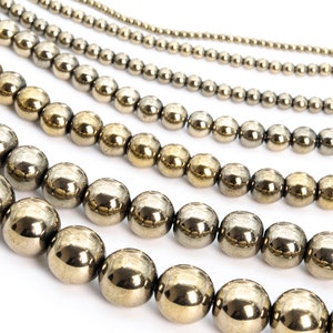 Hematite, Champagne Gold Electroplated Stone 3/4/6/8/12mm Smooth Round Loose Beads - Details in Description