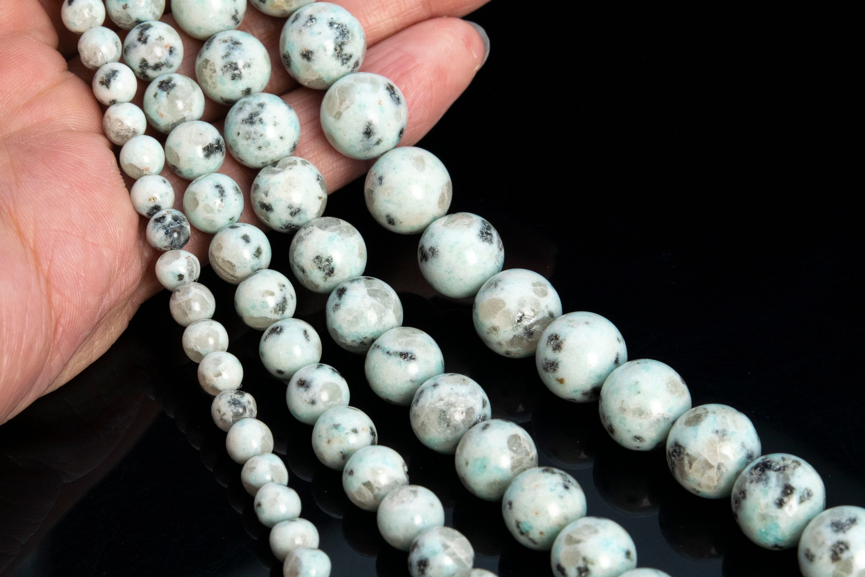 Sesame Jasper, Green Natural Gemstone 4/6/8/10/15mm Smooth Round Loose