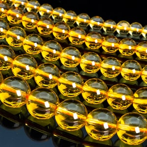 Citrine, Yellow Treated Stone 6/8mm Smooth Round Loose Beads - Details in Description