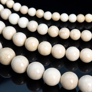 Fossil Jasper, Beige Natural Gemstone 4/6/8/10/15mm Smooth Round Loose Beads - Details in Description