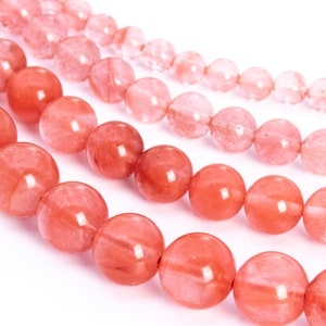Cherry Quartz, Fruity Pink 4/6/8/10mm Smooth Round Loose Beads - Details in Description