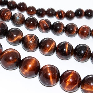 Tiger Eye, Mahogany Red Natural Gemstone 4/6/8/10/12mm Smooth Round Loose Beads - Details in Description