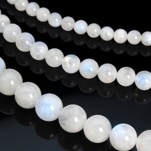 Rainbow Moonstone, White Natural Gemstone 6/8/10mm Smooth Round Loose Beads - Details in Description