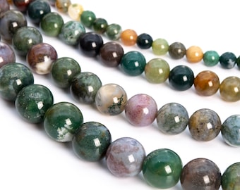 Indian Agate, Multicolor Natural Gemstone 4/6/8/10/12/15mm Smooth Round Loose Beads - Details in Description