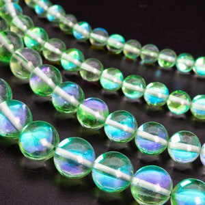 Mystic Aura Quartz, Green 8mm Smooth Round Loose Beads - Details in Description