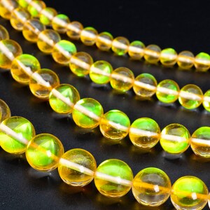 Mystic Aura Quartz, Yellow 6/8/10mm Smooth Round Loose Beads - Details in Description