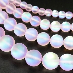 Mystic Aura Quartz, Light Purple 6/8/10/12mm Frosted Round Loose Beads - Details in Description