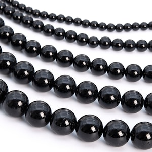 Black Obsidian, Natural Gemstone 4/6/8/10mm Smooth Round Loose Beads - Details in Description