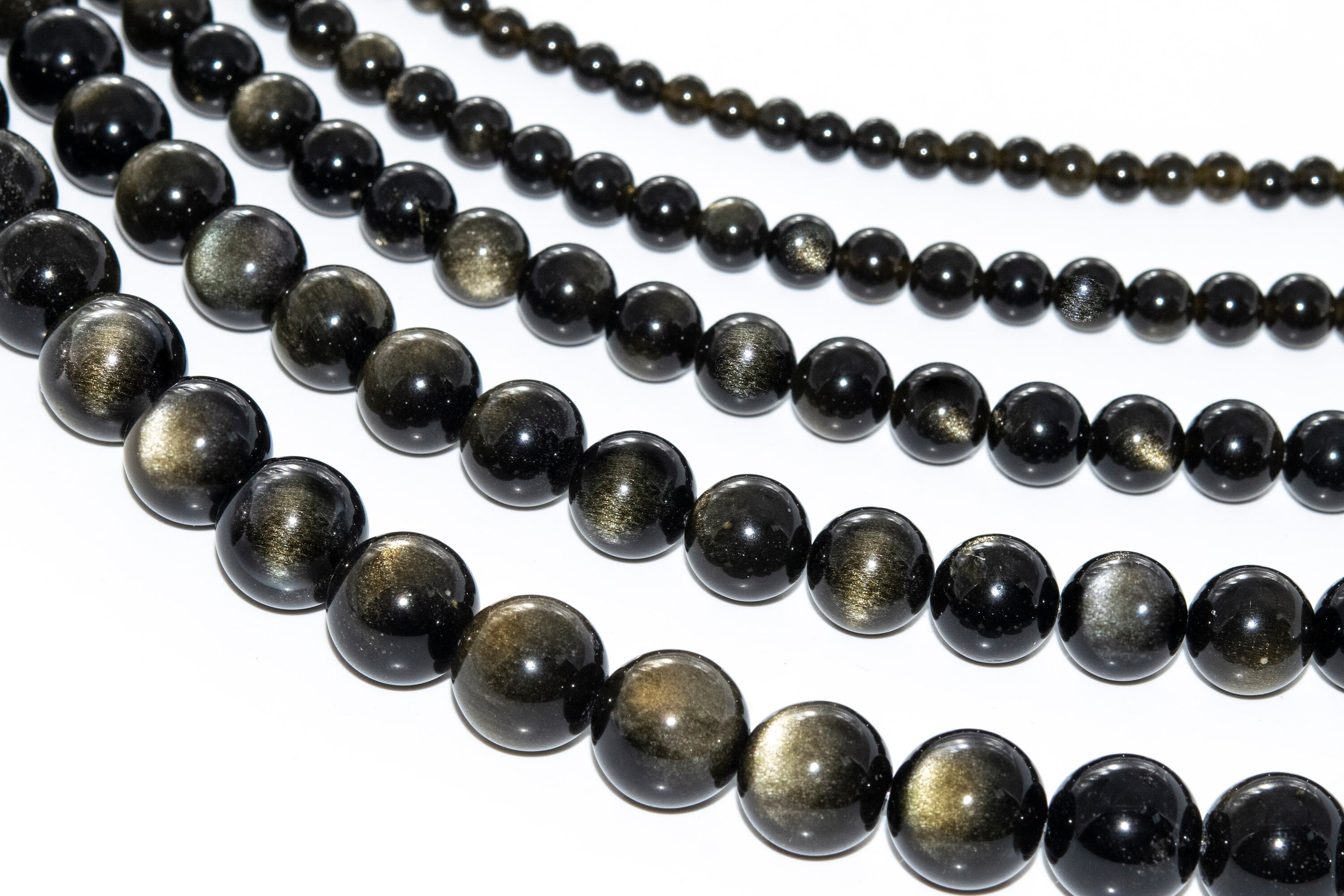 Golden Sheen Obsidian , Black Natural Gemstone 6/8/10mm