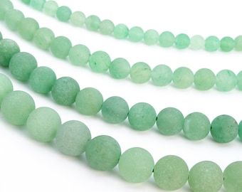Aventurina, Piedra preciosa natural verde 4/6/8/15mm Cuentas sueltas redondas esmeriladas - Detalles en Descripción