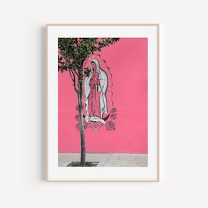 Oaxaca, Mexico | Virgen de Guadalupe on a pink wall | Mexico printable photography | Wall art | Print | Digital instant download