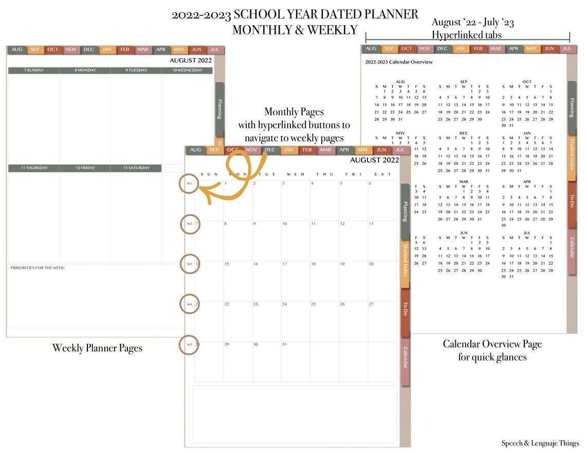 2022-2023 Speech Therapy Calendar Planning Goal Data and - Etsy Finland