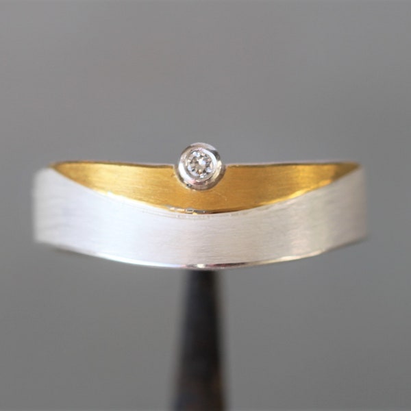 Bandring Silber 925, Gold 900, mit oder ohne Brillant ab 0,03 ct. TWsi, Goldschmiedearbeit in Einzelfertigung. Schmuck-, Verlobungsring