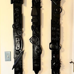 SUNRISE TO SUNSET Abstract Wood Totems Sculpture Bricolage Assemblage Art
