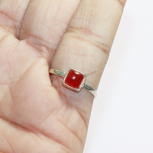 925 Sterling Silver Ring - Carnelian Ring - Natural Orange Carnelian Ring - Handmade Ring - August Birthstone - Jewelry - Gifts For Her