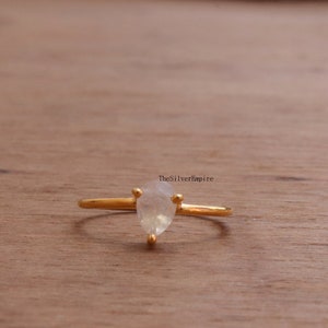 Natural Rainbow Moonstone Ring - 925 Sterling Silver Ring - Handmade - June Birthstone Ring - Pear Cut Ring - Ring For Women - Gifts For Her