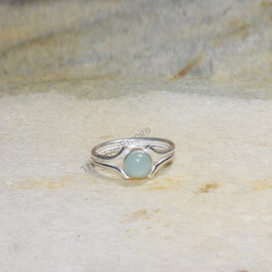925 Sterling Silver Ring - Aqua Chalcedony Ring - Chalcedony Ring - Stacking Ring - For Women Ring - Handmade Ring - Silver Ring - Gift Her