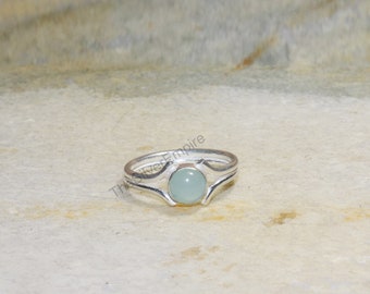 925 Sterling Silver Ring - Aqua Chalcedony Ring - Chalcedony Ring - Stacking Ring - For Women Ring - Handmade Ring - Silver Ring - Gift Her