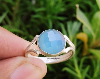 Aqua Chalcedony Ring - Chalcedony Ring - Gemstones Ring - 925 Sterling Silver Jewelry - Women Ring - Jewelry - Gifts For Her - CheckerBoard