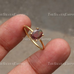 Schwarz Opal Ring - 925 Sterling Silber Ring - Oktober Geburtsstein Ring - Handgemachter Ring - Feuer Opal Ring - Oval Facettierten Ring - Vergoldeter Ring