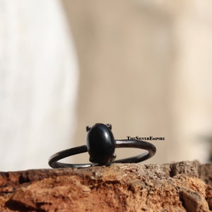 Natural Black Onyx Ring - 925 Sterling Silver Ring - Black Plated Ring - Handmade - December Birthstone - Ring For Love - Gifts For Her