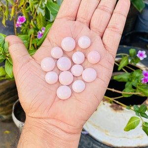 Cabujón de ópalo rosa, cabujón de ópalo rosa natural con parte posterior plana, piedras preciosas calibradas de ópalo rosa redondas, disponible en tamaños de 4 mm a 12 mm